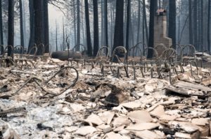 The frames of chairs and the chimney are the only things left at the Grizzly Flats community church - entire town destroyed by the Caldor fire in CA - 8/19/2021 [1920x1277]