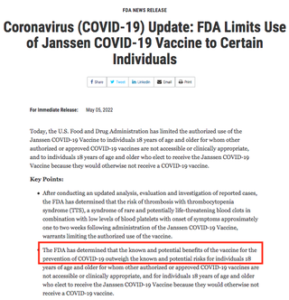 Massive Breaking News from FDA: J&J too dangerous for minors.