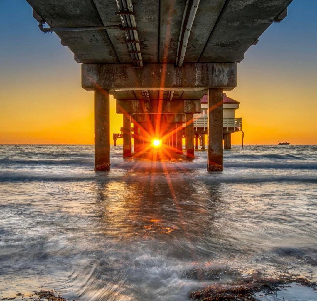 One of the few nights a year when the sunset lines up directly under Pier 60.