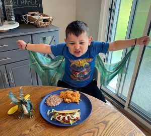 My kid has no clue what Cinco De Mayo is, but he knows Dragons Love Tacos. No spicy salsa of course.