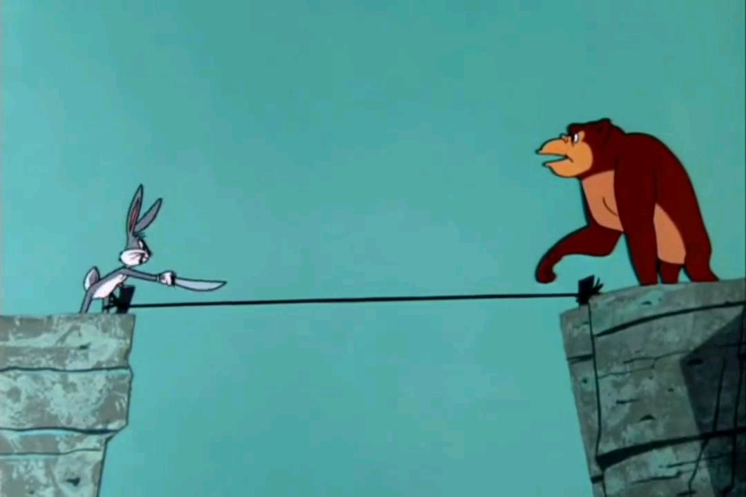 "Take one step on the rope and I'll cut it"