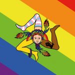 Progress Pride Flag in the style of Sicily