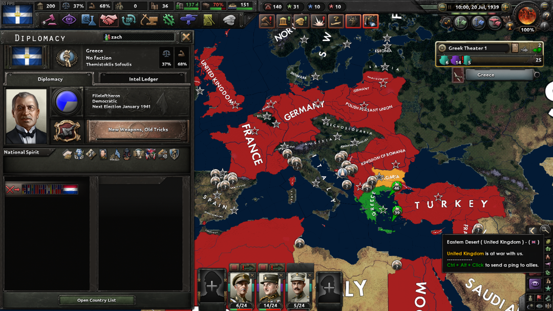 After completing the Megali Idea as Greece, and the UK agreed to join the war. The UK declared war on me?