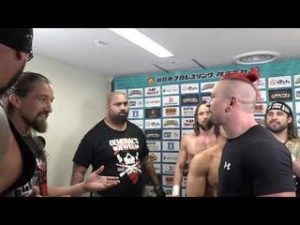 Confrontation during the Bullet Club backstage comments at the BOSJ Finals (starts at 3:30)