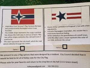 It's happening! The town is voting this month between two flags I designed!