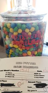 I guessed the exact amount of m&m's in a jar at a mini golf place