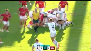 Ulster try during off the ball scuffle