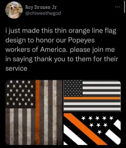 Thin orange line flag