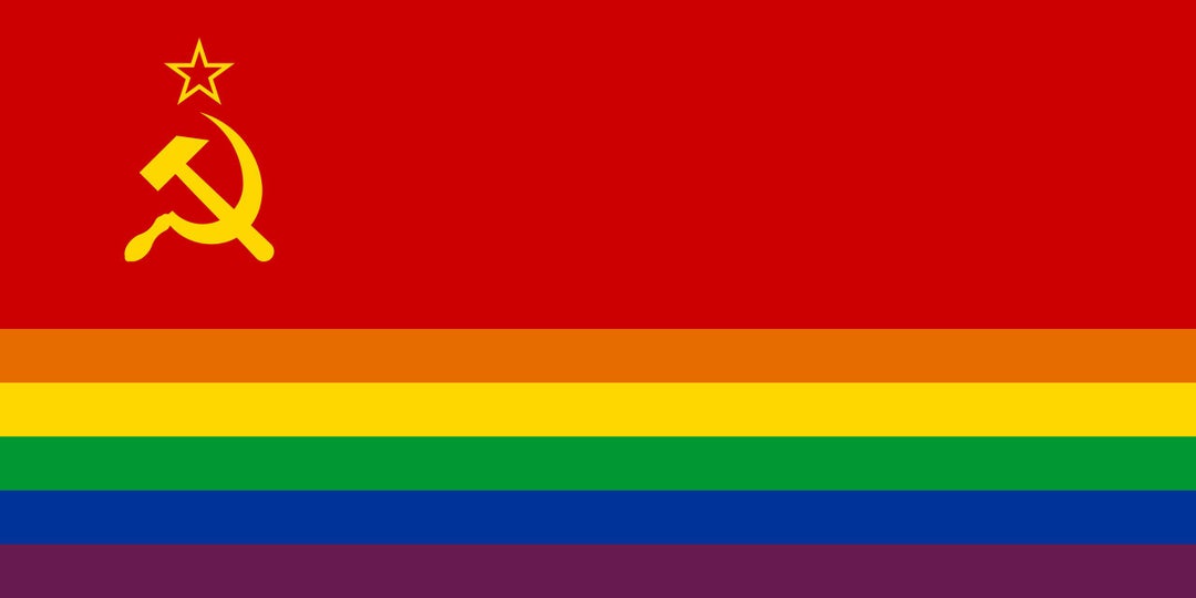 flag of the Soviet union but I added a rainbow