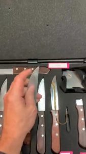 Man demonstrates movie prop knives