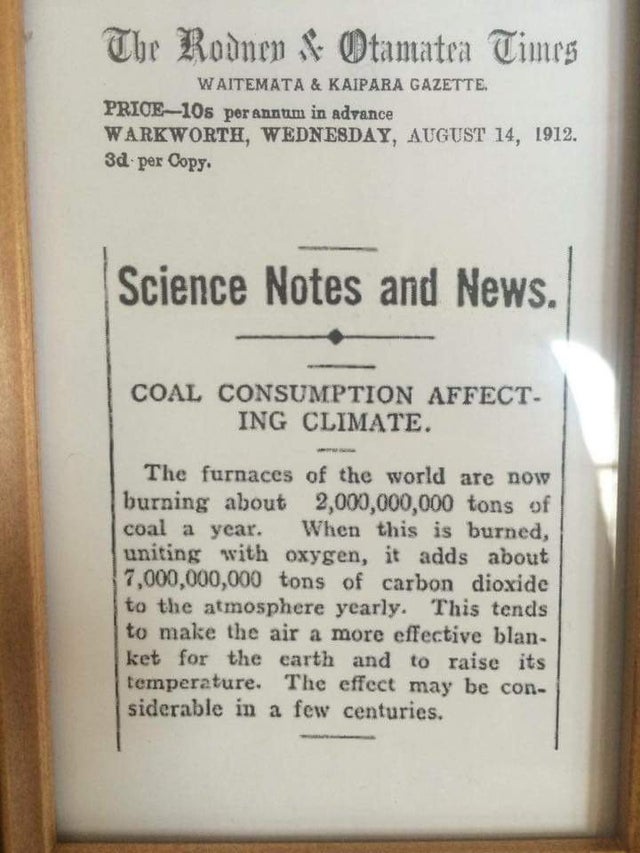 110 year old newspaper article about climate change