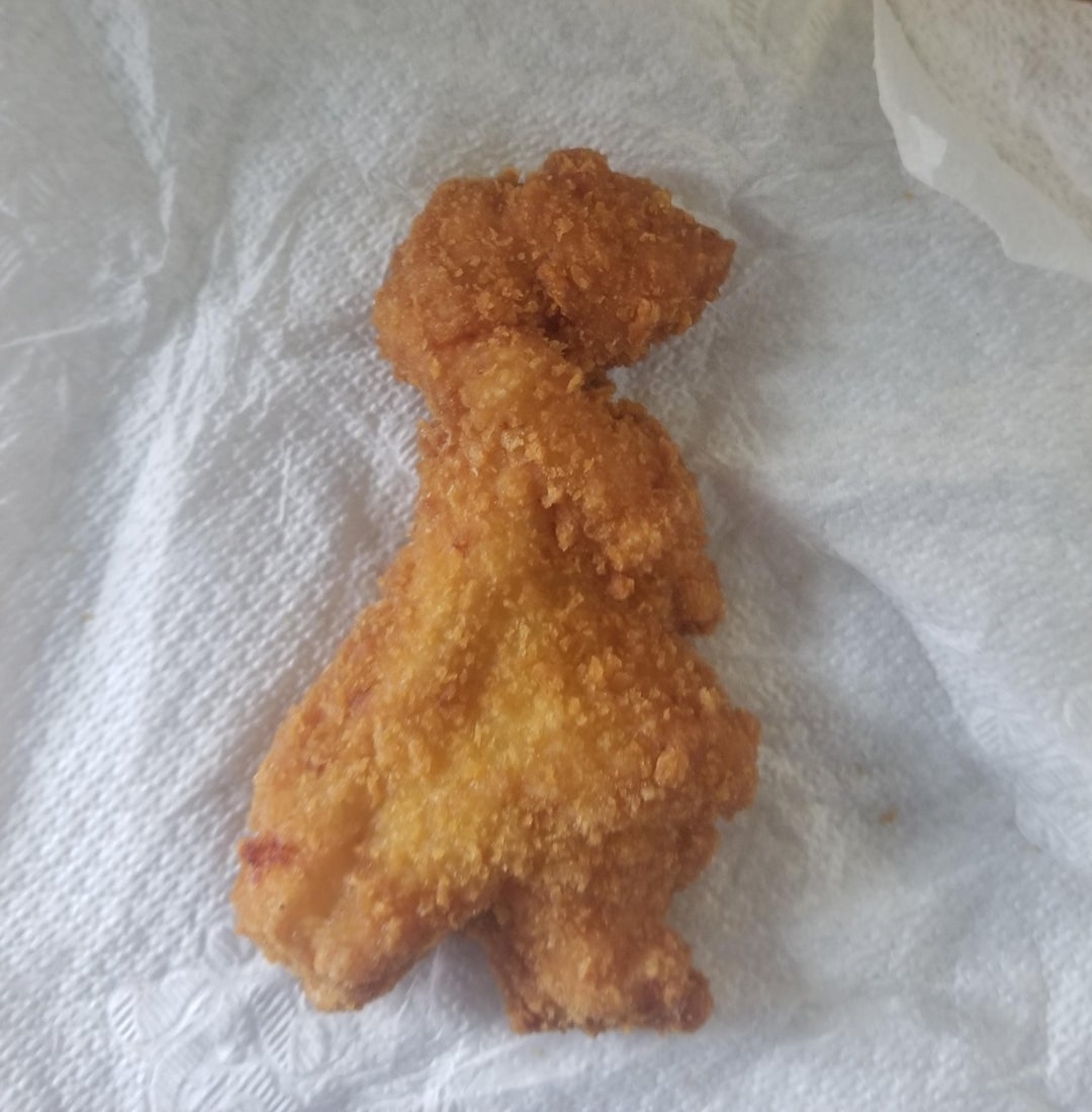 My chicken tender looks like a t-rex