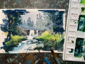 Sahalie Falls! Oregon!! Painted tonight a very bit drunk!