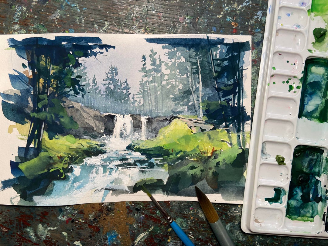 Sahalie Falls! Oregon!! Painted tonight a very bit drunk!