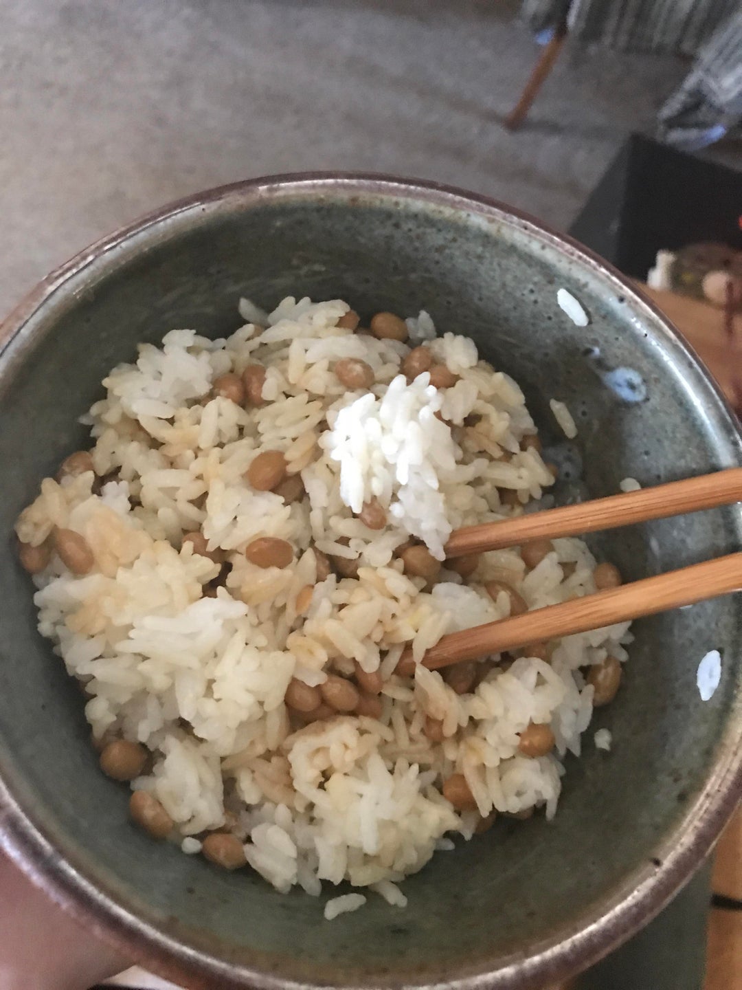 I ate natto for the first time.