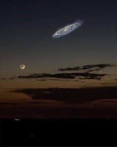 What the Andromeda galaxy would look like from earth if it was brighter (picture by Andrew Rader).