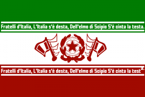 Italian flag in the style of the flag of Iran, idk if its good, but i hope you like it!