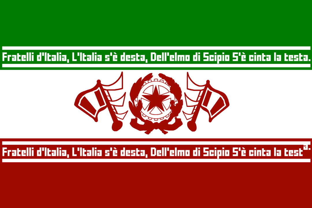Italian flag in the style of the flag of Iran, idk if its good, but i hope you like it!