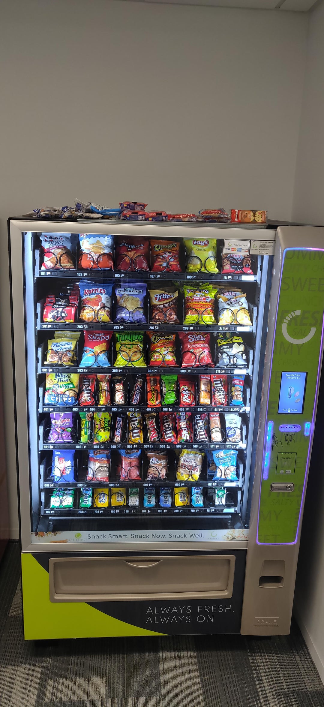 The vending machine guy at work left free snacks on top.