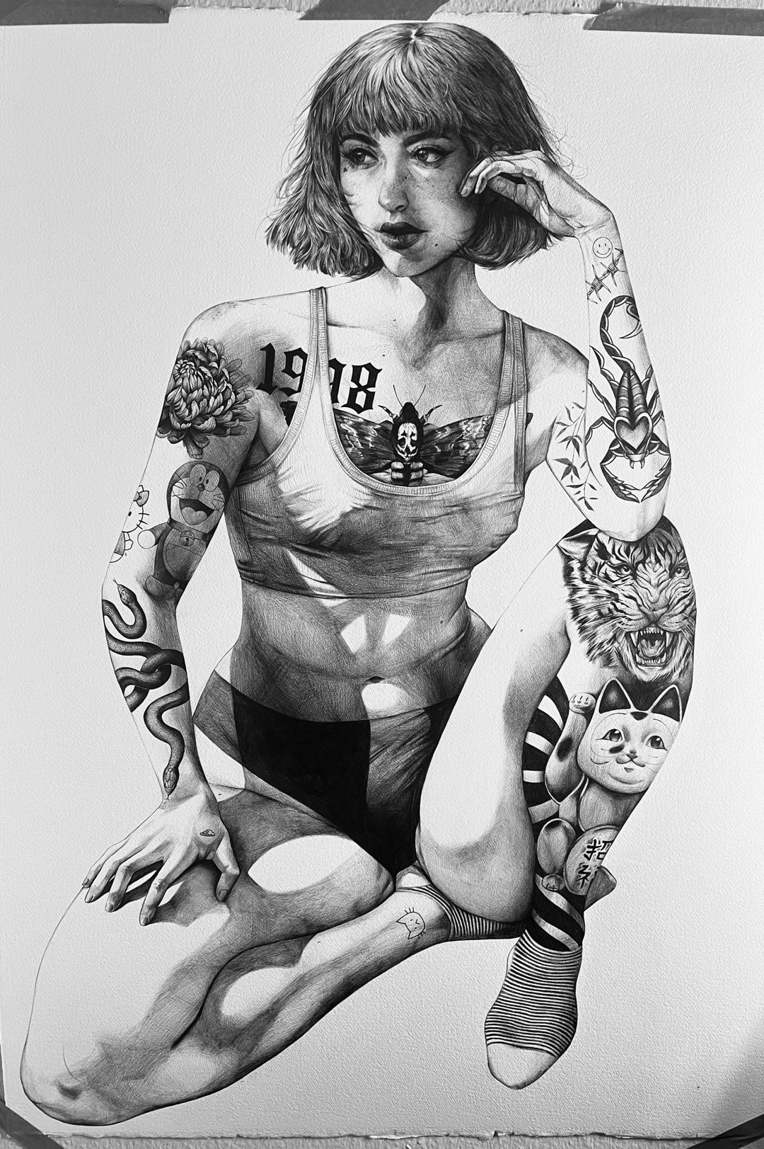 [OC] Adding the last details before I send her off to a gallery, my first show in almost a decade 💞