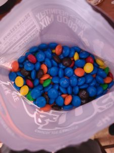 This newly opened bag of M&M's with a disproportionate amount of blue ones.