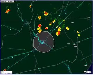 Aircraft dodging stormy weather around Hartsfield–Jackson Atlanta International Airport (ATL)