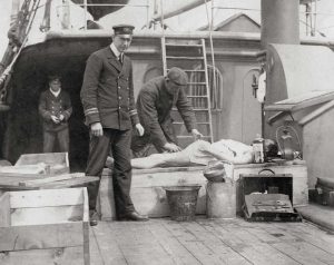 In 1912, The Mackay-Bennett aka The Morgue Ship, was tasked in recovering bodies from the Titanic shipwreck. The crew recovered 306 bodies, with 116 bodies having to be buried at sea due to running out of embalming fluid.