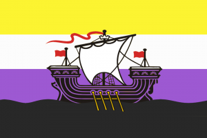 Nonbinary (NB) flag with the boat from the New Brunswick (NB) flag
