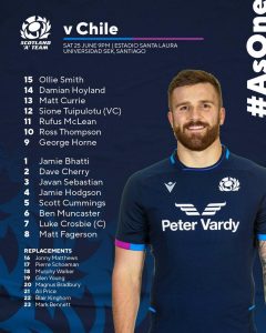 Scotland A team to face Chile on Saturday