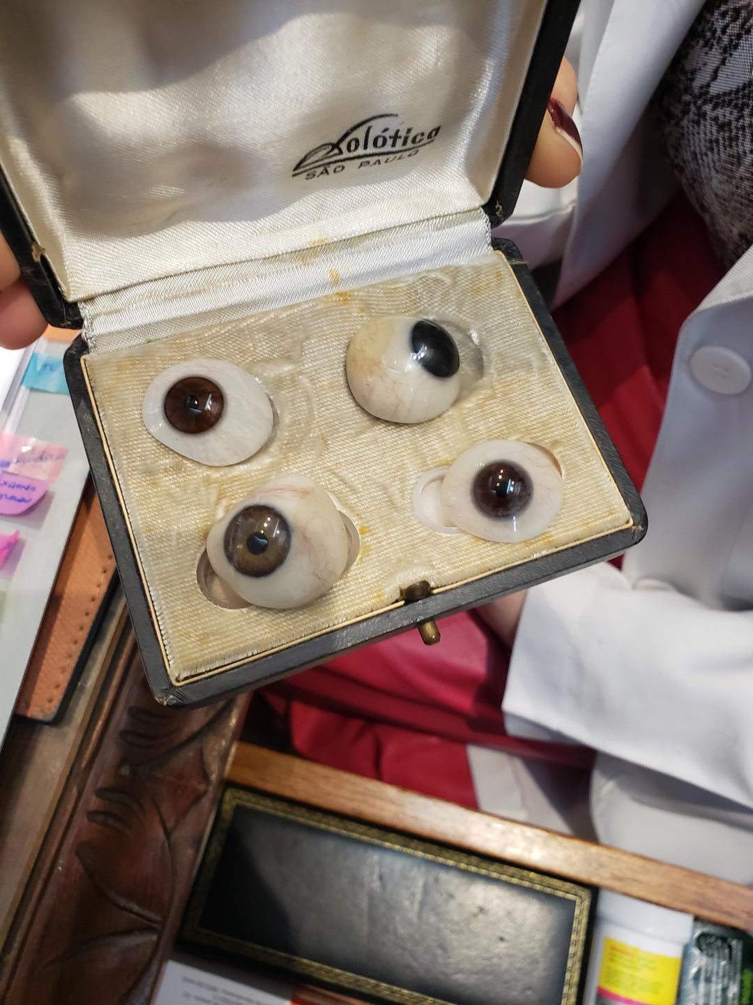 my father was an eye doctor and those are the glass eye prosthesis he would show the patients