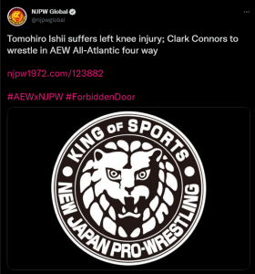 Tomohiro Ishii is injured and out of the AAC Title match at AEW Forbidden Door.