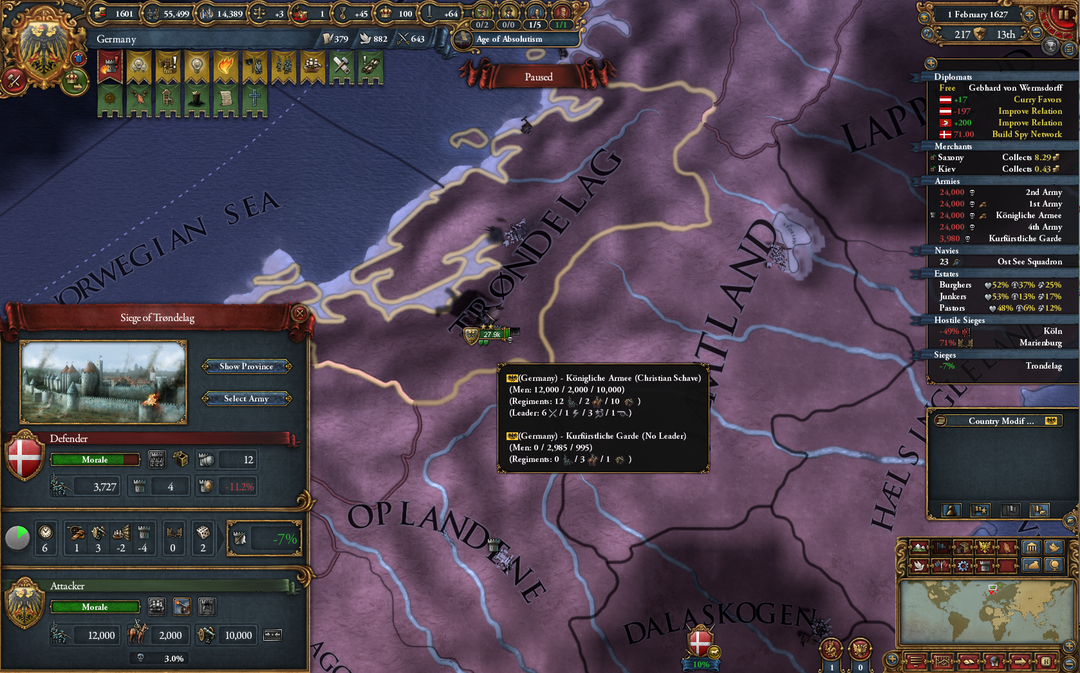 Is this a bug? Among 28k soldiers only 24k is sieging Trondelag and the other 4k have black flag and can't fight. I don't see how it could happen in real life