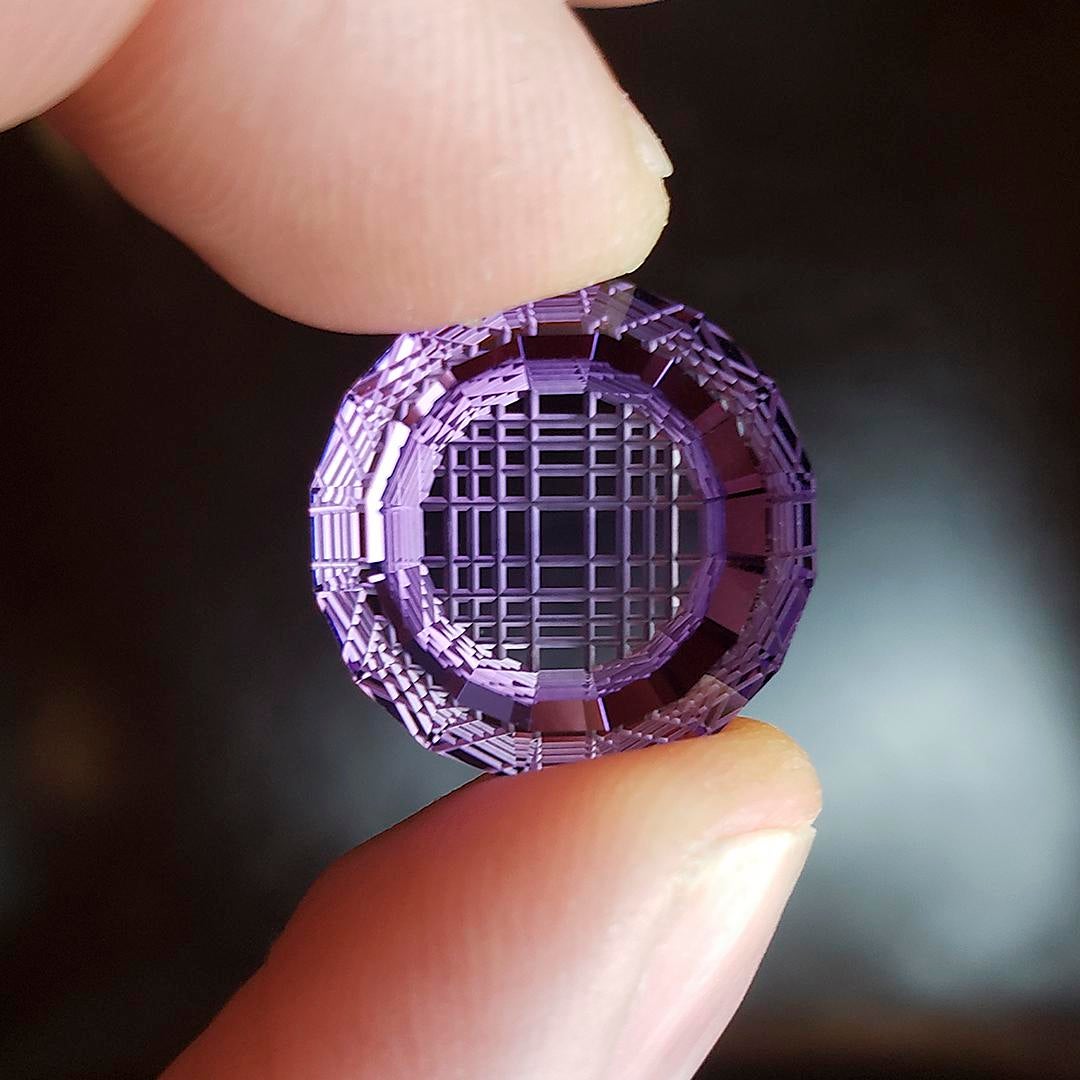 [OC] A Brazilian amethyst gemstone I cut in my studio.