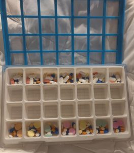 The amount of medication I have to take in a week after a kidney transplant