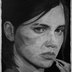 My Charcoal Portrait Drawing of Ellie from The Last of Us Part II, 106 HOURS!