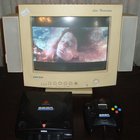 The Dreamcast playing an X-Men movie (CD-R) on an old VGA PC CRT Monitor.