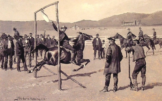 TIL about goose pulling: the practice of tying a greased live goose to a pole. Riders on horseback then attempt to grab the bird by the neck in order to pull the head off as they gallop by