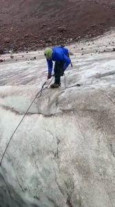 Giant Rock falling from mountain almost hits Ice climbers