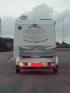 This camper van trying to make traffic safe