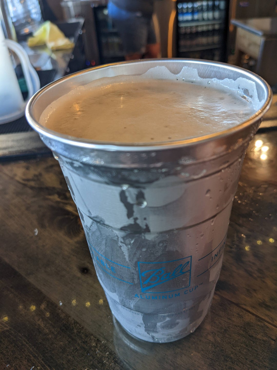 My beer came in an aluminum cup