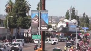 In the year 2012; NASA moved a space shuttle through city streets in Los Angeles to the California Science Center.
