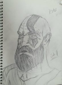 My Kratos Drawing, I know it's not the best but I'm only 13!