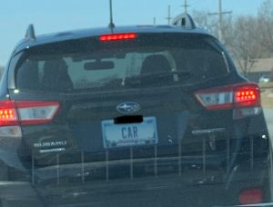 This license plate I saw while driving