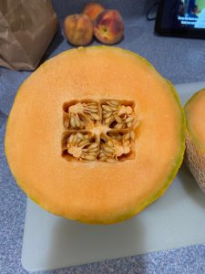 I cut into a cantaloupe and the inside was square.