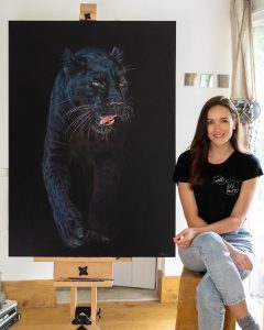 A photo of me and my latest painting, for scale. [OC]