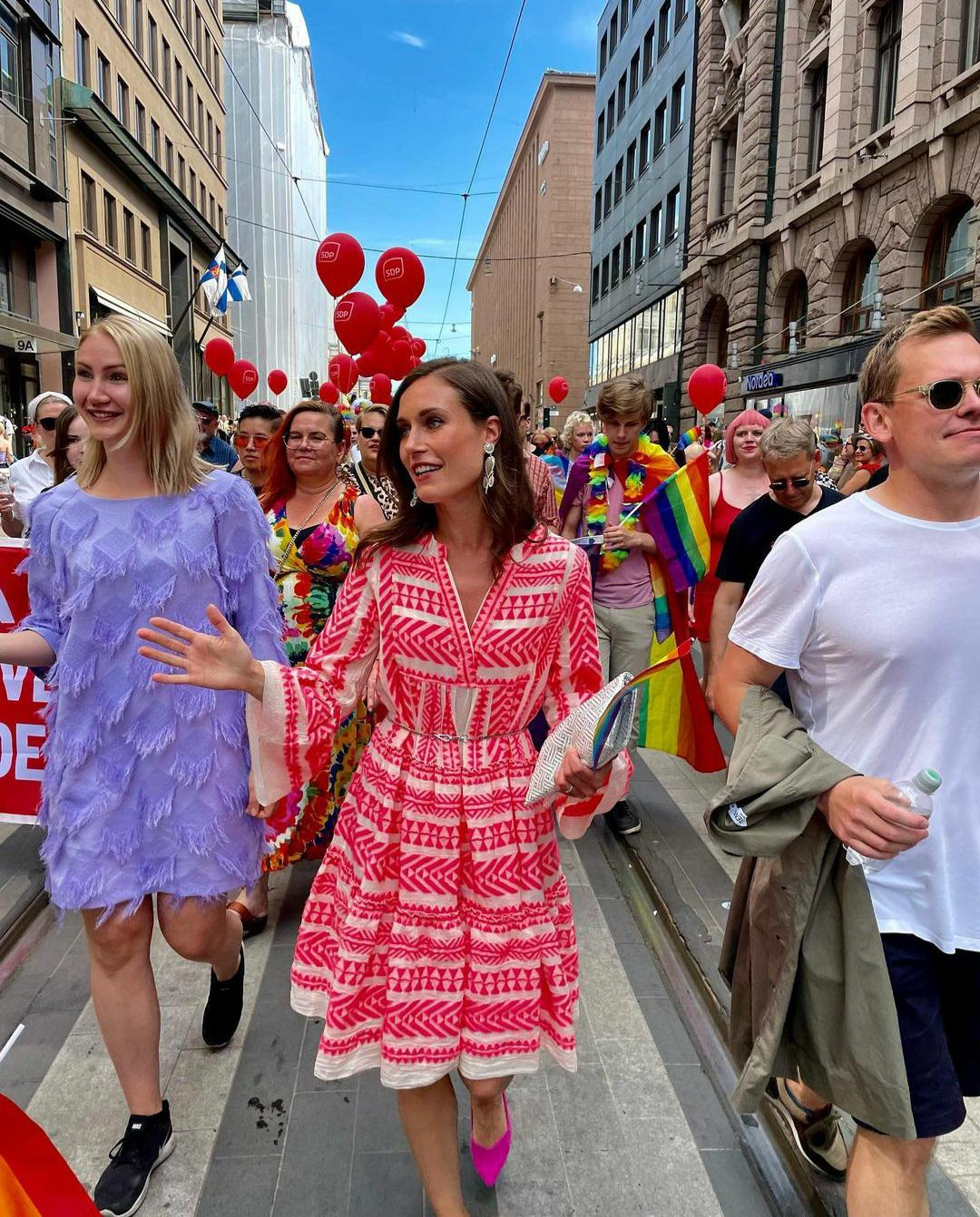 Finnish Prime Minister, Sanna Marin at the Helsinki Pride Parade