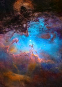 I built an observatory in my backyard to take pictures of deep space. This is the Eagle Nebula, captured using a 12" telescope. I removed all the stars to make the famous Pillars of Creation stand out more. [OC]