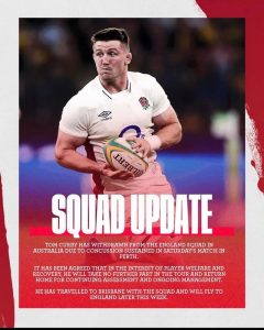 England Squad Update: Tom Curry withdraws from the tour due to Concussion