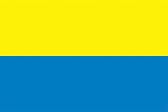 Ukraine flag if it was an ocean planet with an atmosphere of sulfuric acid