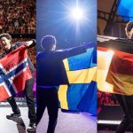 Trevor Noah waving flags on tour.